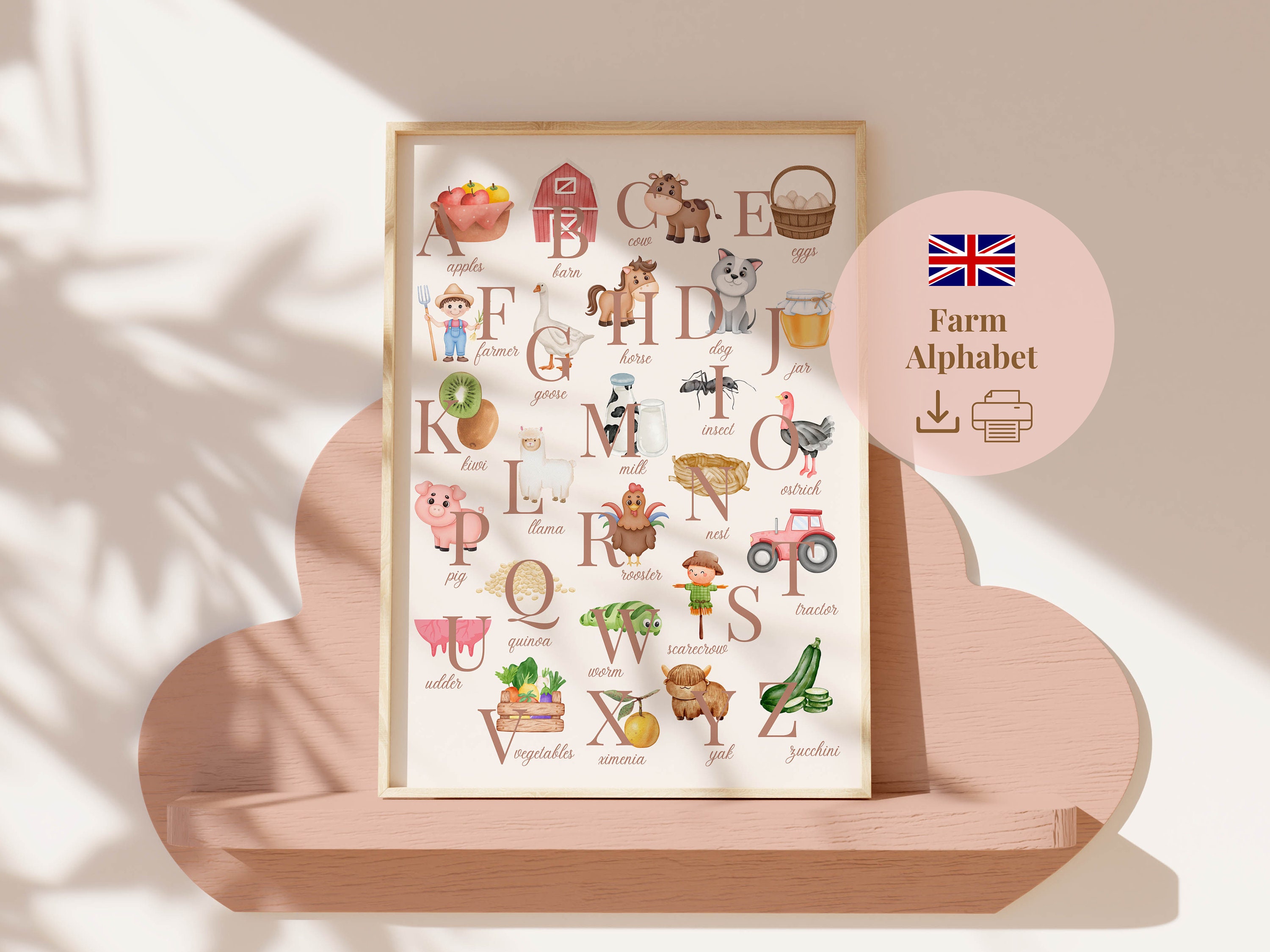 Farm Alphabet Poster, Farm Alphabet Print, Farm Alphabet,abc Farm, Farm
