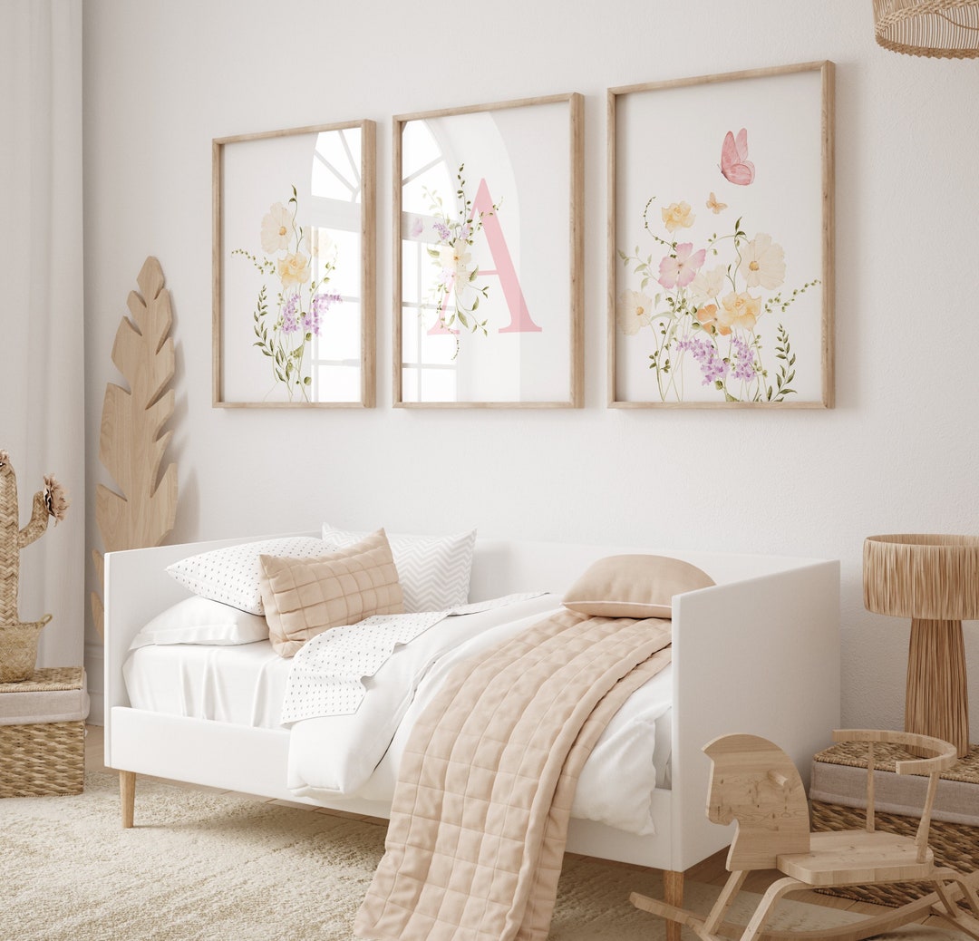 Personalized Wildflowers Letter Wall Poster, Custom Floral Nursery ...