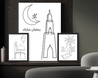 Ramadan Mubarak Prints: Set of 3 Islamic Home Decor (Digital Download)