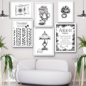 Arte murale autunnale in bianco e nero, set di 6 stampe di zucche autunnali, decorazioni per la casa autunnali, stampe autunnali, decorazioni murali stagionali, arte autunnale