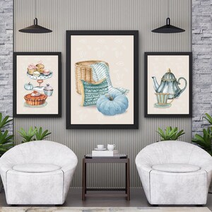 Set di 3 stampe di zucche autunnali blu, decorazioni per la casa autunnali, decorazioni murali rustiche, stampe autunnali, decorazioni murali stagionali, stampe murali autunnali stampabili
