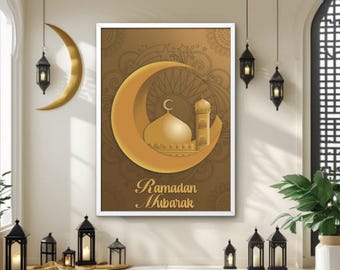 Ramadan Mubarak Print: Crescent Moon, Islamic Home Decor (Digital Download)