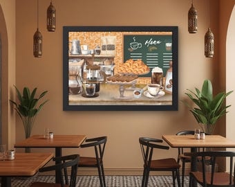 Décoration murale style café arabe, affiche vintage bohème pour bar à café (Téléchargement instantané)