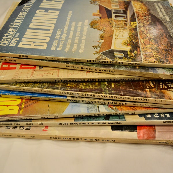 Vintage Magazines, House beautiful, Building manual, Better homes and gardens 1950's, 1960's, 1970's ,descriptions below