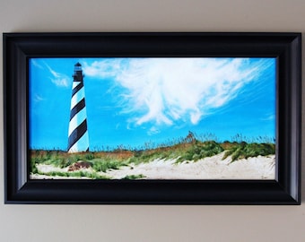 Cape Hatteras Lighthouse print, Artist signed, frame not included, north carolina, light house, 12 " x 23"