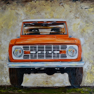 1968 Orange, Ford Bronco, Artist signed print, fathers day, gift, christmas, present, men, man, ford, bronco, 1960&#39;s, early bronco