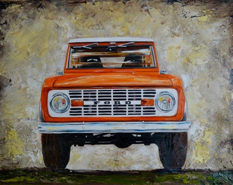 1968 Orange, Ford Bronco, Artist signed print, fathers day, gift, christmas, present, men, man, ford, bronco, 1960&#39;s, early bronco
