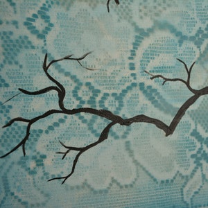 Bohemian Turquoise Lace Tree Silhouette, Original Painting, 12 x 16, on canvas no frame required, one of a kind image 4