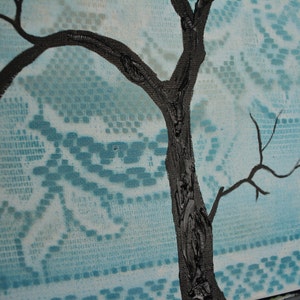 Bohemian Turquoise Lace Tree Silhouette, Original Painting, 12 x 16, on canvas no frame required, one of a kind image 3