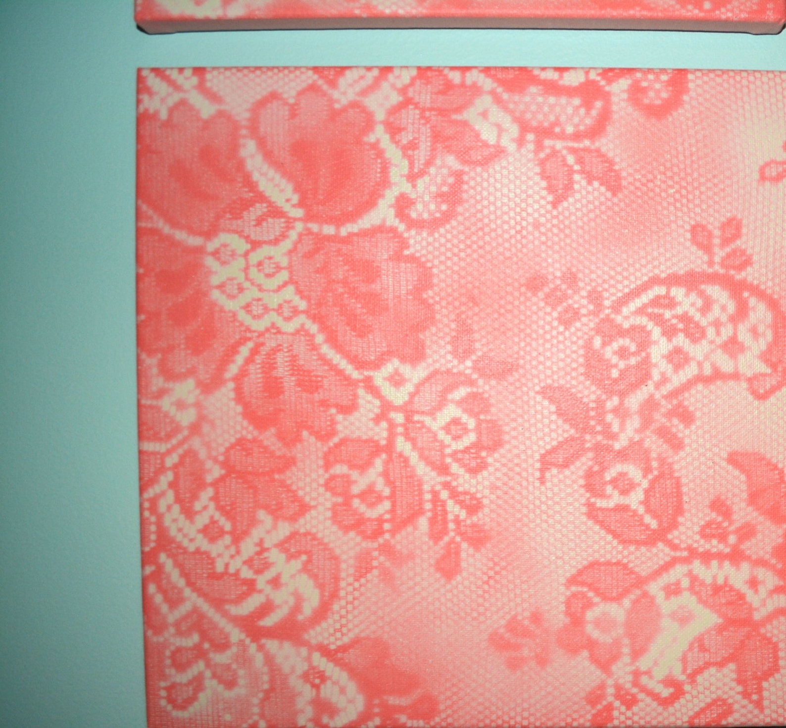 Coral Lace, Vintage Wallpaper Inspired Original Acrylic Painting - Etsy