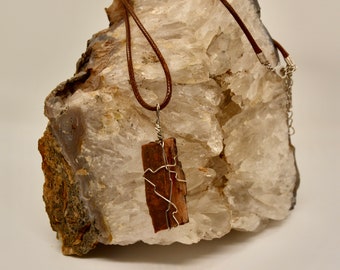 Natural Petrified wood, hand wrapped pendant, necklaces, fossil, stone, you choose your favorite one, wire wrapped, hand picked, gem stone