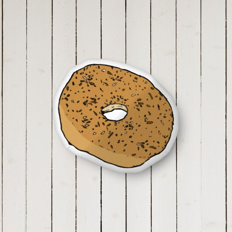 Bagel Pillow, Everything Bagel Pillow, NYC Bagel Pillow