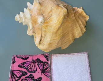 Pink butterfly print reusable makeup remover pads