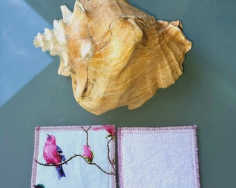 Bird and magnolia print reusable makeup remover pads