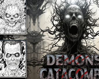 Démons et catacombes ; Un livre de coloriage d'horreur à télécharger Halloween, effrayant et amusant numérique