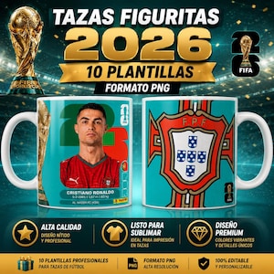 10 Templates for Mugs with Figurines for the 2026 World Cup | Soccer Designs for Sublimation 11oz PNG | Digital Download