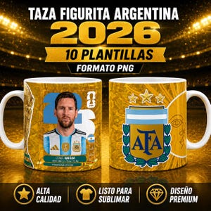 Templates for Argentina World Cup 2026 Mugs | Sublimation Football Designs 11oz PNG | Digital Download