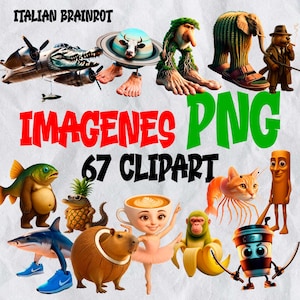 67 Italian Brainrot Tralalero Clipart PNGs | Cute Kids Sublimation Designs | Digital Download