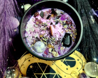 10 oz Crystal Infused Soy Candle: Scented Intention Candle