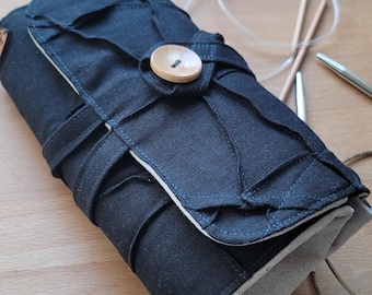 Roll-Up Knitting Needle Case: Linen Circular Needle Organizer