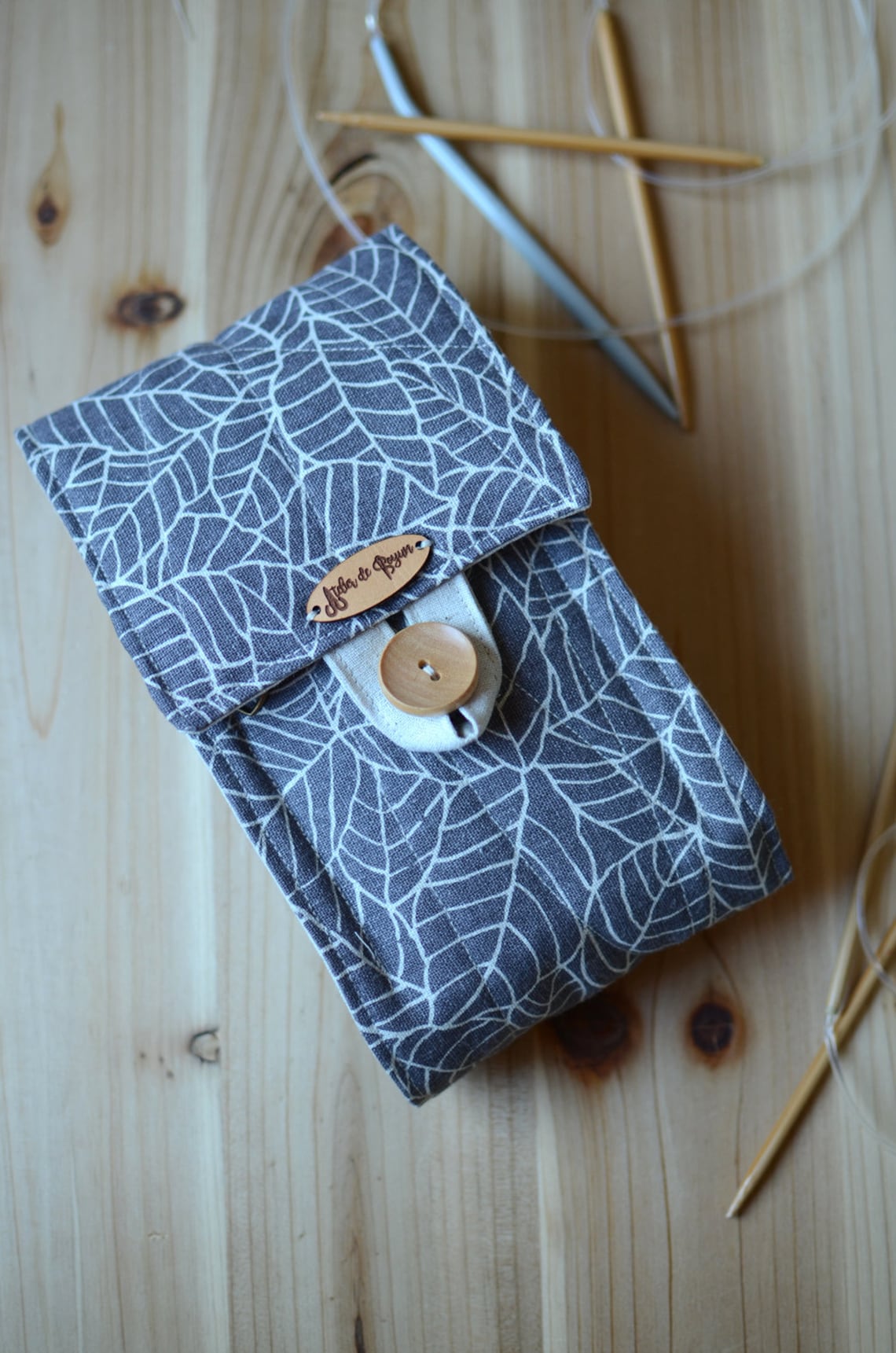 Large circular knitting needle organizer with notion pocket Etsy
