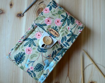 circular knitting needle case with a zipper pocket: knitting needle organize Gift 4 Knitters Personalized circular knitting needle storage