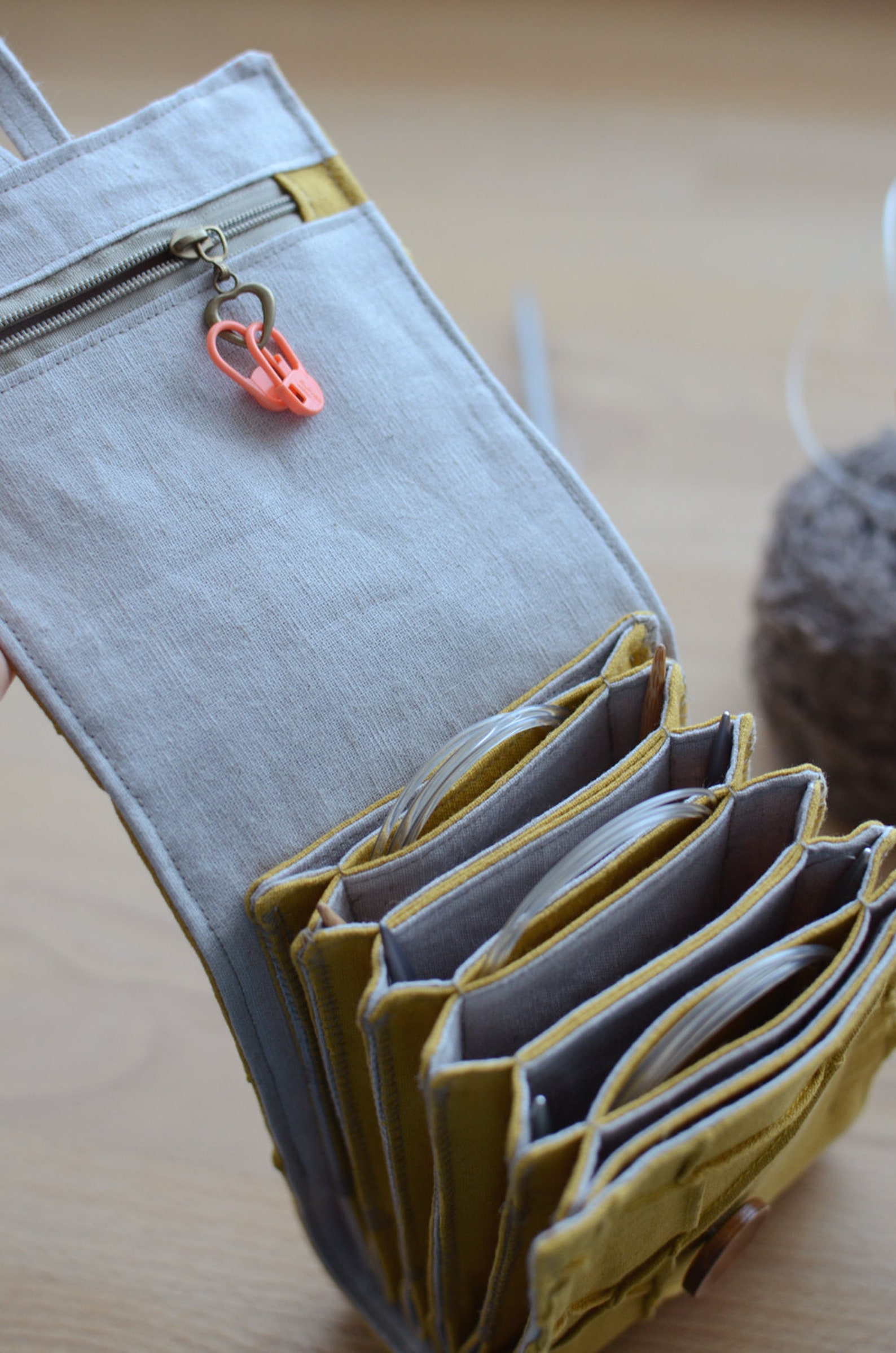 Circular Knitting Needle Case With a Zipper Pocket Knitting Etsy