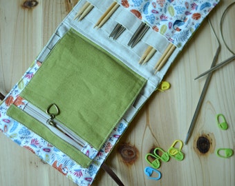 Linen Knitting Needle Case: Interchangeable Needle Organizer, Gift for Knitter