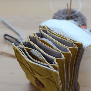 Étui à aiguilles à tricoter circulaire avec poche zippée : organisez vos aiguilles à tricoter en cadeau : 4 tricoteurs Rangement personnalisé pour vos aiguilles à tricoter circulaires