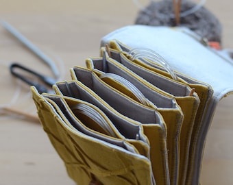 Linen Circular Knitting Needle Case: Personalized Organizer with Zipper Pocket