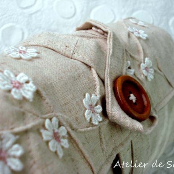 Aiguille à tricoter circulaire cas aiguille organisateur en lin naturel texturé avec pochette de notion