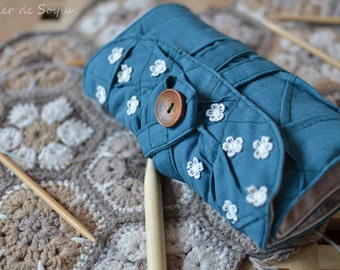 Circular Knitting Needle Case circula Needle Organizer Turquoise gift for her mom ready to gift wrapped gift for knitter