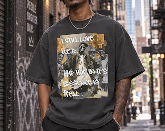 Hip Hop Legends Collage T-Shirt: Vintage Graffiti Tribute, Oversized Cotton Tee