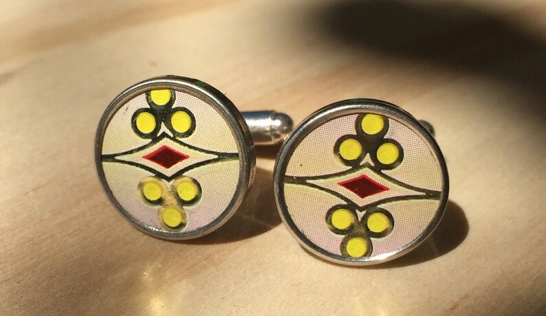 Mens cufflinks Gifts for men and women Art deco Cufflinks made from Vintage Tins Mens birthday gift. Womens cufflinks