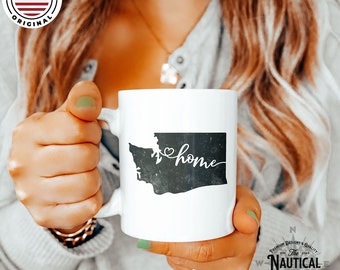 Washington State Mug, Home Washington Mug, Gift for Mom Dad, Vintage Washington Mug, State Mug, Office Gift, Gift for Son Daughter, WA State