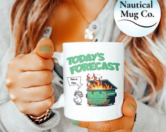 Dagens prognos för containereld, rolig kaffemugg, muggar med ordspråk, stor kaffemugg, present till henne och honom, rolig mugg till mamma, kontorspresent
