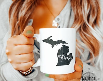Taza del estado de Michigan, taza del hogar de Michigan, regalo para mamá papá, taza vintage de Michigan, taza del estado, regalo de oficina, regalo para la hija del hijo, regalo de Navidad