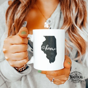 Illinois State Mug, Home Illinois Mug, Gift for Mom Dad, Vintage Illinois Mug, State Mug, Office Gift, Gift for Son Daughter, Christmas Gift