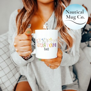 Custom Text Wildflower Mug, Custom Mug, Personalized Mug, Personalized Coffee Mug, Custom Floral Mug, Custom Coffee Mug, Custom Tea Cup