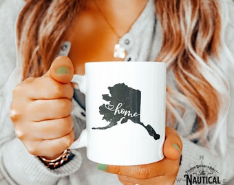 Taza del estado de Alaska, taza casera de Alaska, regalo para mamá papá, taza vintage de Alaska, taza del estado, regalo de oficina, regalo para la hija del hijo, regalo de Navidad