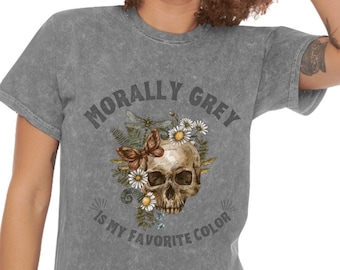 Koszulka Morally Grey is my Favorite Color Mineral Wash | Zabawna koszulka Smut Bookish Dark Romance Readers Koszulka Smutty Spicy, koszulka Booktok Book Lover