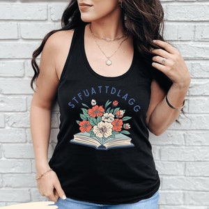 STFUATTDLAGG Women&#39;s Racerback Tank Top | Bookish Gift for Smut Romance Book Lovers, Smutty Spicy Dark Romance Reads Bookstagram BookTok