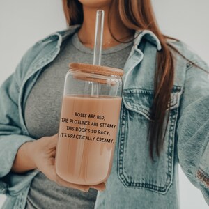 Smut Readers Cup | Funny Reading Glass, Roses are Red Spicy Book Lovers Iced Coffee Cup, Smutty Bookish Reader Dark Romance Gift for Her