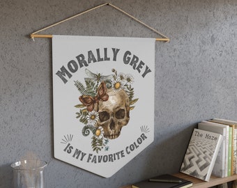 Moralmente gris es mi banderín de color favorito / Decoración del hogar gris obsceno, Bookish Dark Romance Book Club Reader Gift Smutty Spicy BookTok