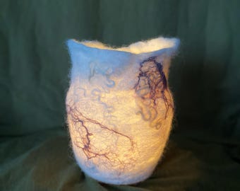 Tealight holder felted cover with glass jar