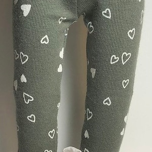 Olive Branch Green With Tiny Hearts...Leggings For Gorjuss And Paola Reina Dolls...