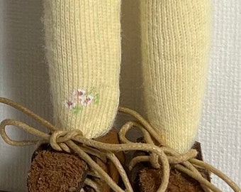 Pale Yellow With Tiny Flowers...Tall Socks For Blythe Dolls...