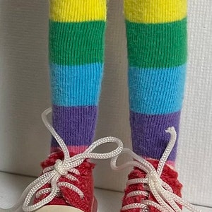 Bold Rainbow Stripes...Tall Socks For Blythe Dolls...