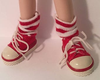 Short Red And White Striped Socks For Blythe...