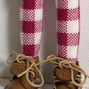 Raspberry Checks...Tall Socks For Blythe Dolls...